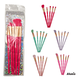 Ahania - Kit de 5 Pinceis / 12 peças