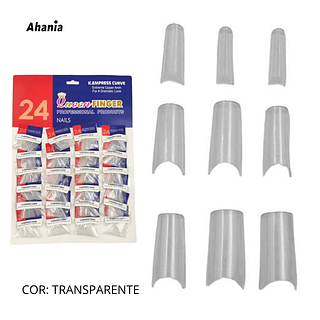 Ahania - Unhas Postiças, Cartela Com 24*20 Pcs - Forma Natural Curvatura C / 1 Cartela