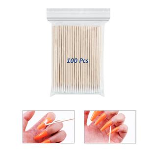 Ahania 100 Pcs Cotonete De Algodão Manicure Cabo Madeira 10CM / 12 peças