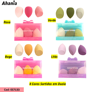 Ahania Kit com 3 esponjas de maquiagem / 12 peças