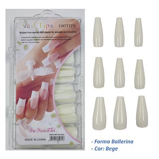Ahania Unhas Postiças Com 100 Pcs - Forma Ballerina - Caixa com 40Dz/ 12 PEÇAS