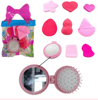 Kit de 9 Esponjas P/ Maquiagem + 1 Espelho