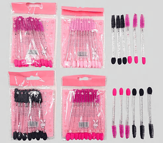 10 Pçs Aplicador de Sombra e Escovinha de Cilios 2 em 1 (Rosa)