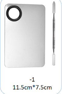 Placa e Espátula em Aço Inox Para Maquiagem