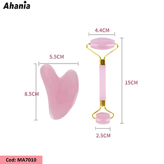 Ahania Kit de Massageador de Rolo e Pedra - Rosa