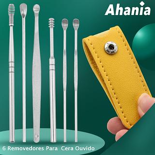 KIT DE 6PÇS EM ACO INOX PARA LIMPEZA DE AURICULAR