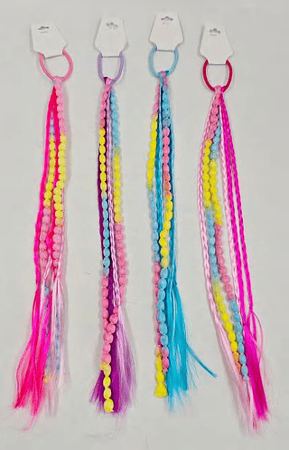 Elástico com cabelo liso e enfeites de bolinhas