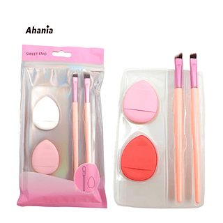 Ahania - Kit de 2 Esponjas e 2 Pincel / 12 Peças