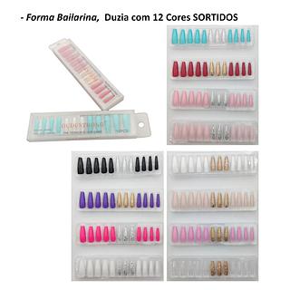 Unhas Postiças Com Lantejoulas Forma Bailarina NT01A703 / 12PCS