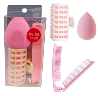 Kit de Esponja + Presilha Bobs + Escova Dobravel